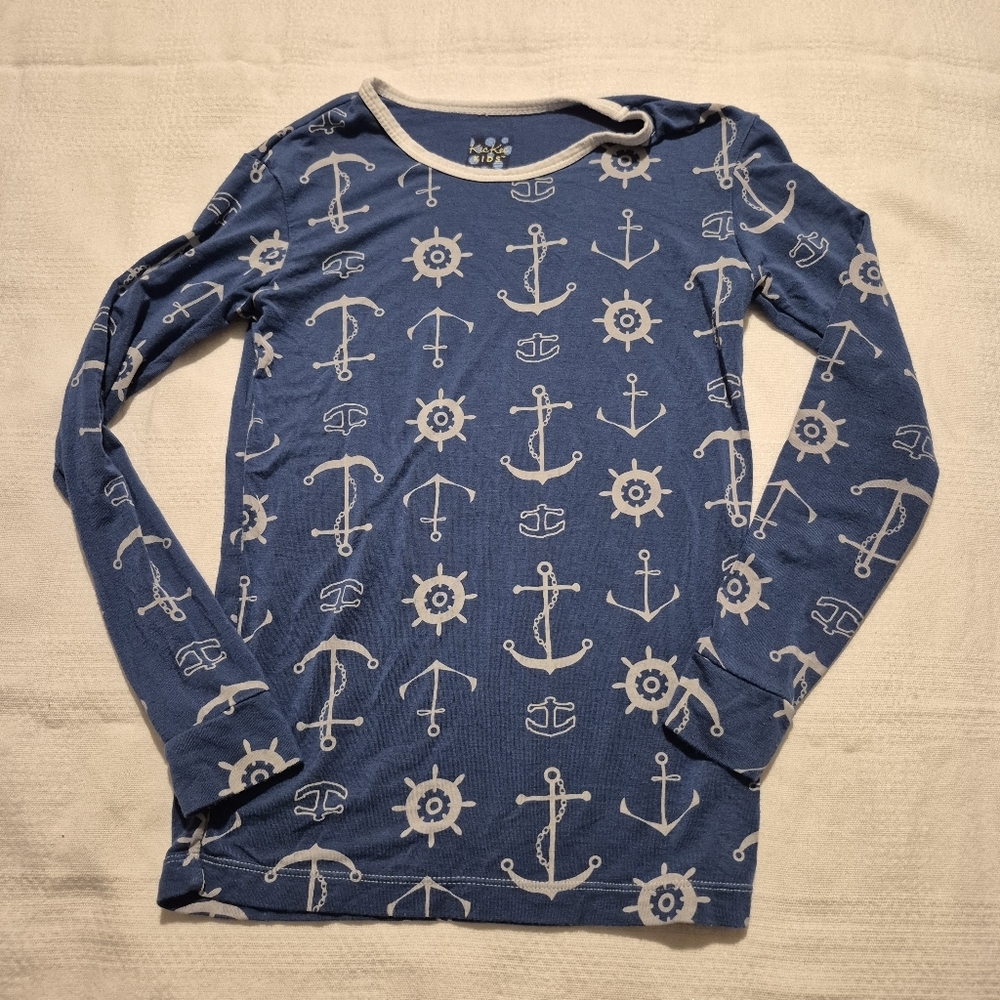 Kickee pants boys size 9 pajama top blue nautical design pajama top VGUC